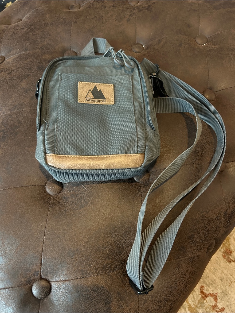 Crossbody Bag in Slate Blue with Tan Accent